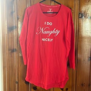 Red Victoria’s Secret “I Do Naughty Nicely” Women’s Oversized Sleep Shirt